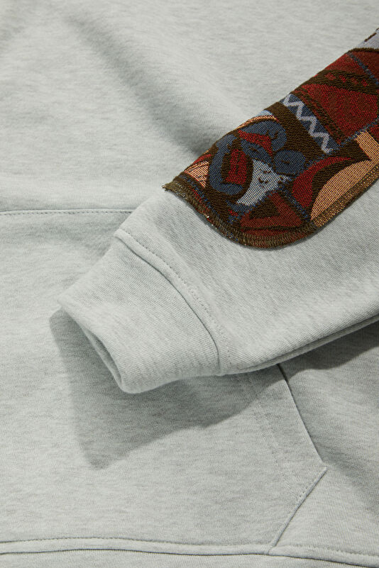 Gri Melanj Kapuşonlu Erkek Sweatshirt 4
