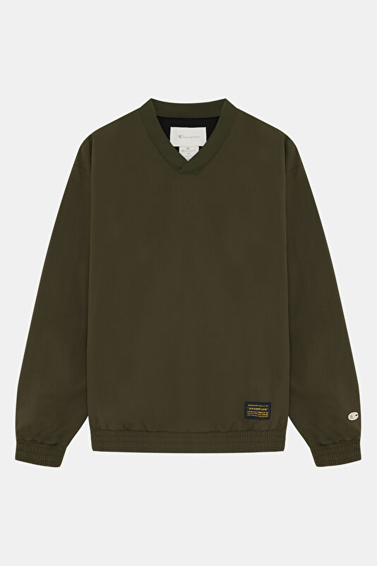 Haki Relax Kalıp Bisiklet Yaka Erkek Sweatshirt
