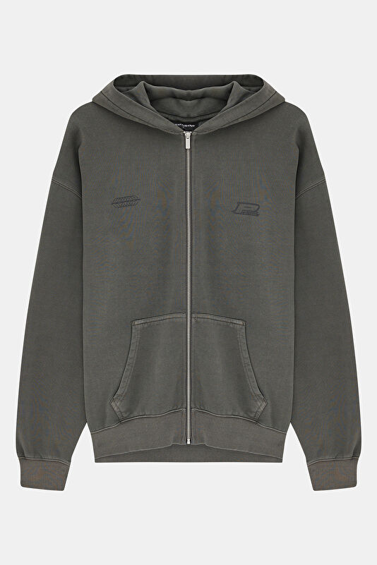 Antrasit Oversize Kapuşonlu Erkek Sweatshirt