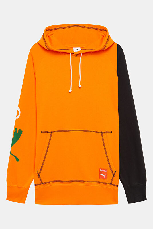Turuncu Relax Kalıp Kapuşonlu Sweatshirt