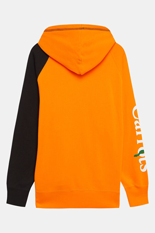 Turuncu Relax Kalıp Kapuşonlu Sweatshirt 2