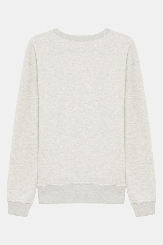 Gri Relax Kalıp Bisiklet Yaka Sweatshirt 2