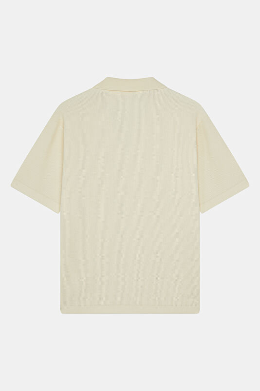 Relax Pattern White Resort Collar Shirt 2