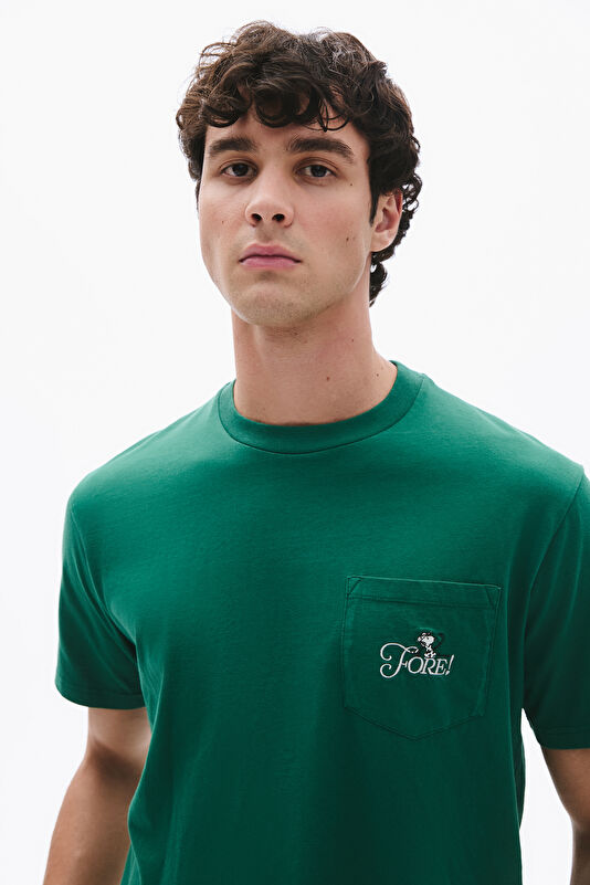 Relax Kalıp Yeşil Bisiklet Yaka Erkek Sweatshirt