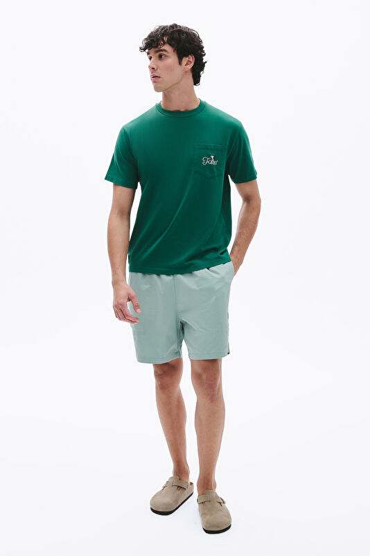 Relax Kalıp Yeşil Bisiklet Yaka Erkek Sweatshirt 2