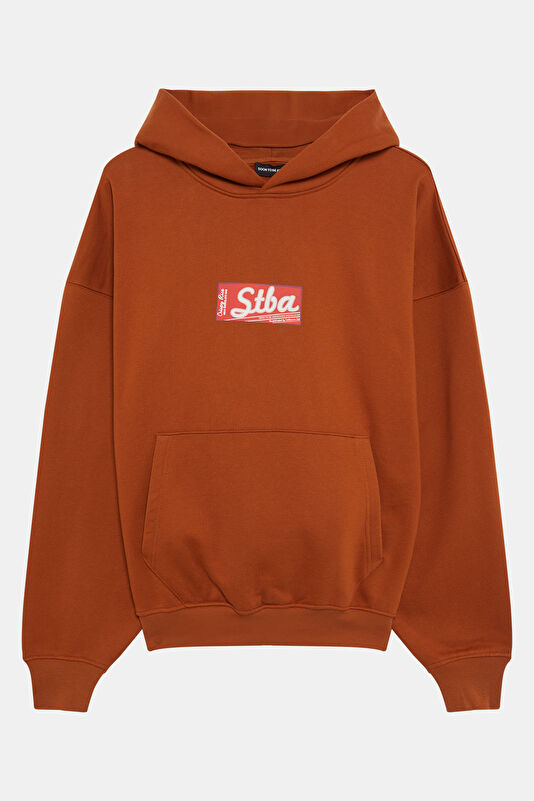 Kahve Relax Kalıp Kapuşonlu Kadın Sweatshirt