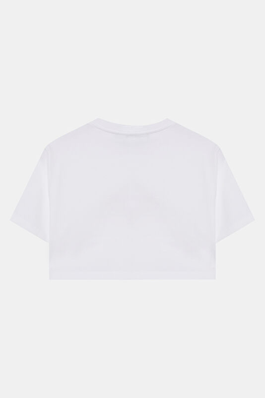 Relax Kalıp Beyaz Bisiklet Yaka Baskılı T-Shirt 2