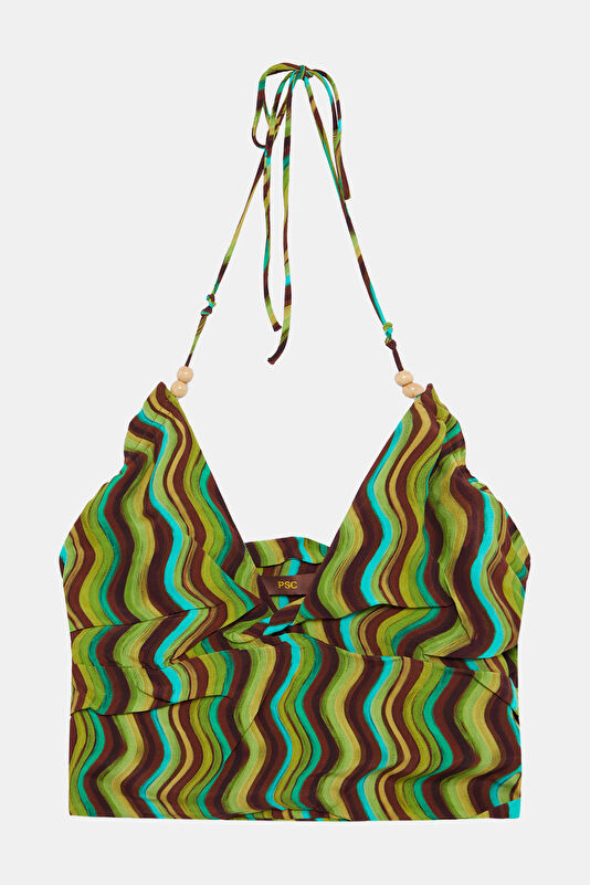 Colorful Striped Patterned Strappy Women's Blouse 2