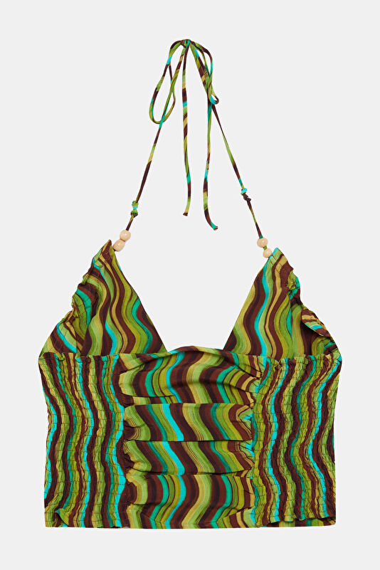 Colorful Striped Patterned Strappy Women's Blouse 3