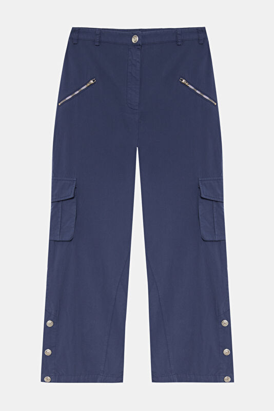 Navy Blue Straight Leg Women's Trousers