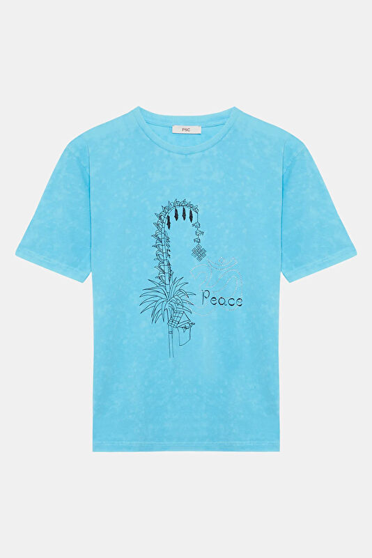 Blue Printed Women's T-Shirt