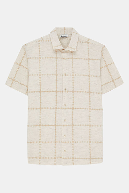 Natural Linen Patterned Regular Shirt 3