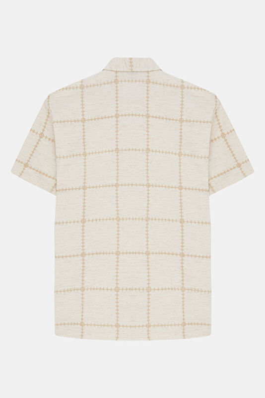 Natural Linen Patterned Regular Shirt 4
