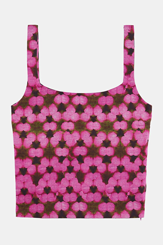 Pink Patterned Strappy Women's Blouse