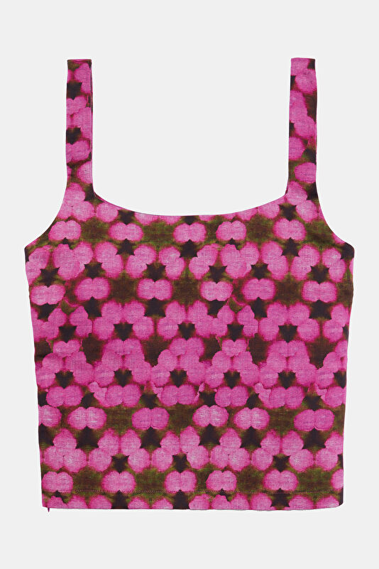 Pink Patterned Strappy Women's Blouse 2