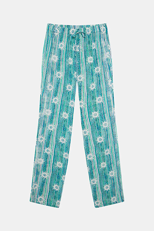 Blue Viscose Women's Trousers