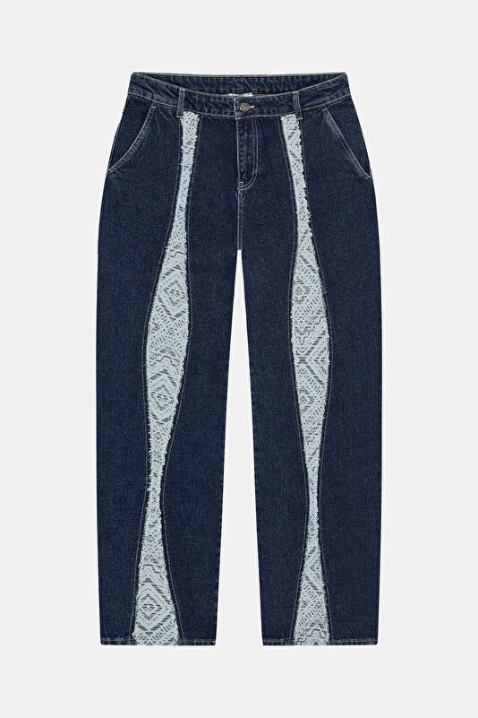 Navy Blue Straight-Leg Pants