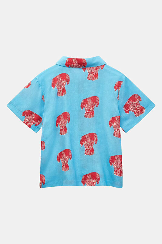 Relax Fit Blue Patterned Kids Shirt 2