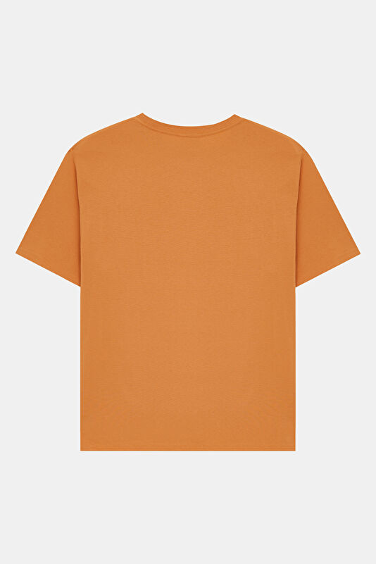 Turuncu Bisiklet Yaka Baskılı T-Shirt 2