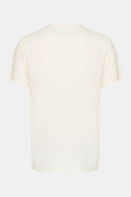 Ekru Bisiklet Yaka Baskılı T-Shirt 2