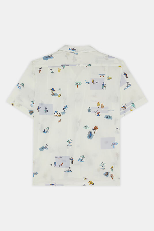 Cream Design Filled Resort Collar Shirt 2