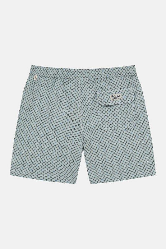 Light Blue Patterned Elastic Swimsuit 2