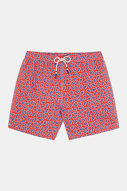Red Patterned Elastic Swimsuit 3