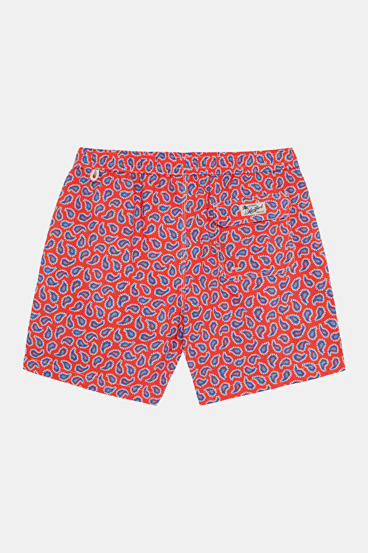 Red Patterned Elastic Swimsuit 4