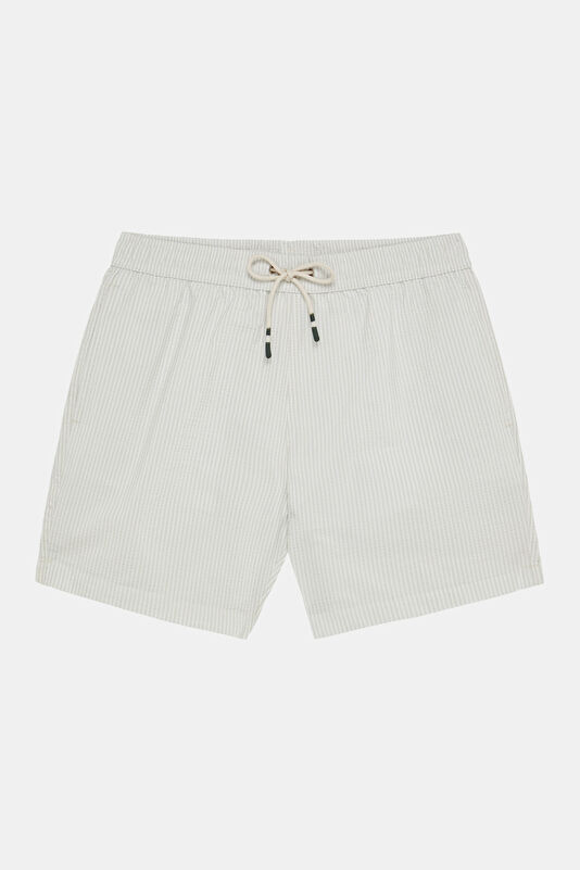Light Grey Striped Elastic Swimsuit 4