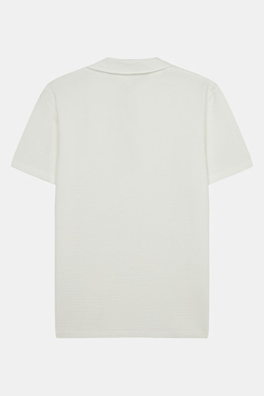 Ecru Polo Neck T-Shirt 4