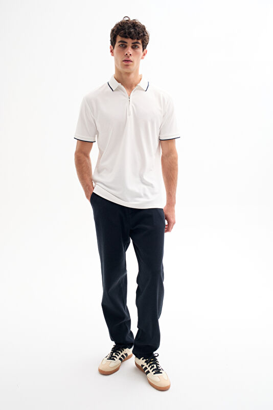 Ecru Polo Neck T-Shirt