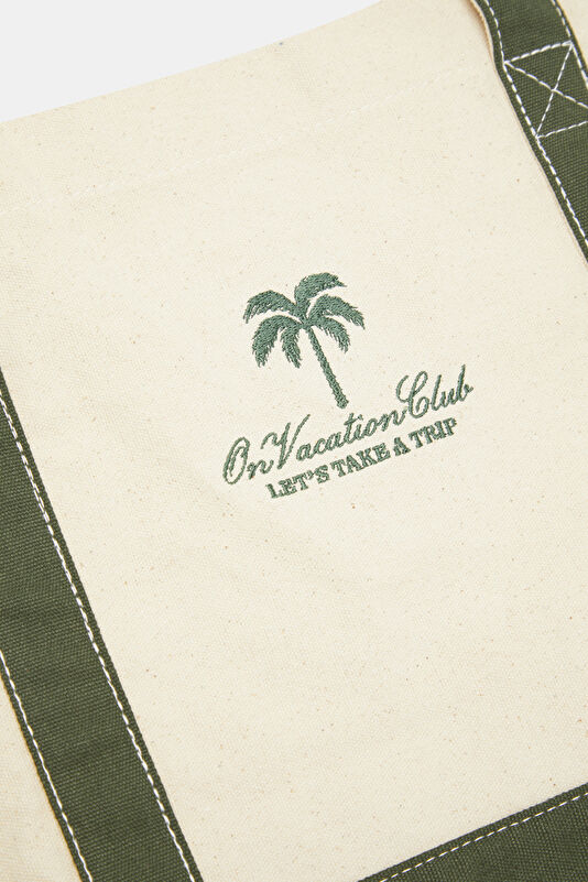 Retro Resort Canva Cream Printed Bag 3