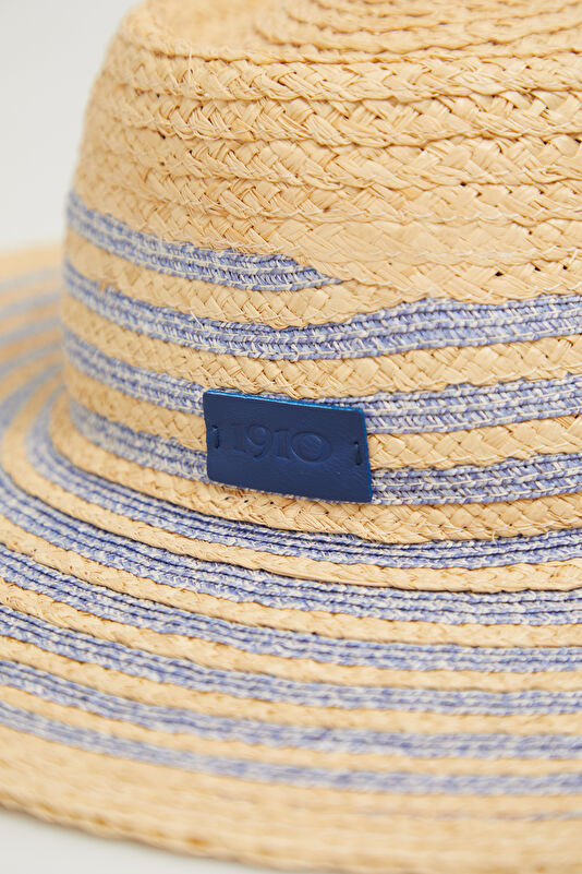 Beige Patterned Raffia Hat 3