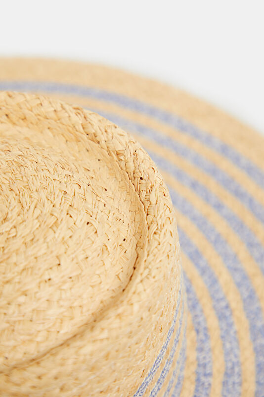 Beige Patterned Raffia Hat 4