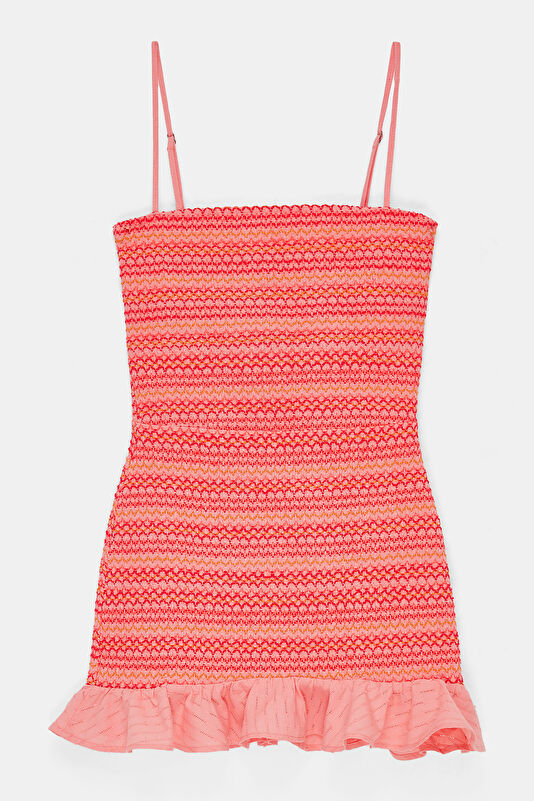 Pink Striped Patterned Mini Dress 3