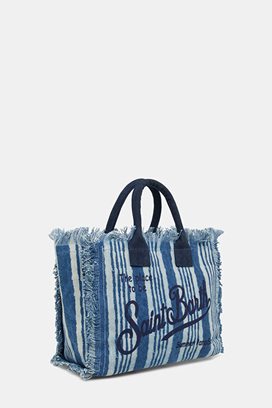 Cream and Navy Patterned Shoulder Bag 3