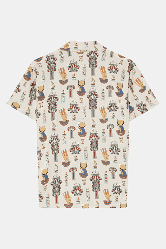 Relax Pattern Cream Patterned Resort Collar Shirt 2