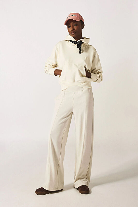 Cream Wide Leg Women's Pants 2