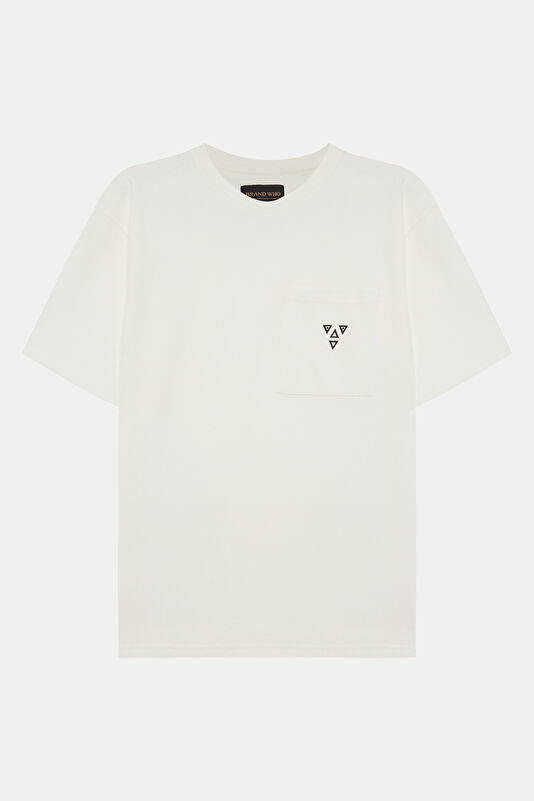 Ekru Bisiklet Yaka Erkek T-Shirt