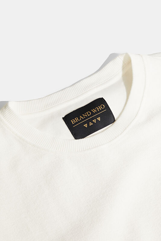 Ekru Bisiklet Yaka Erkek T-Shirt 3