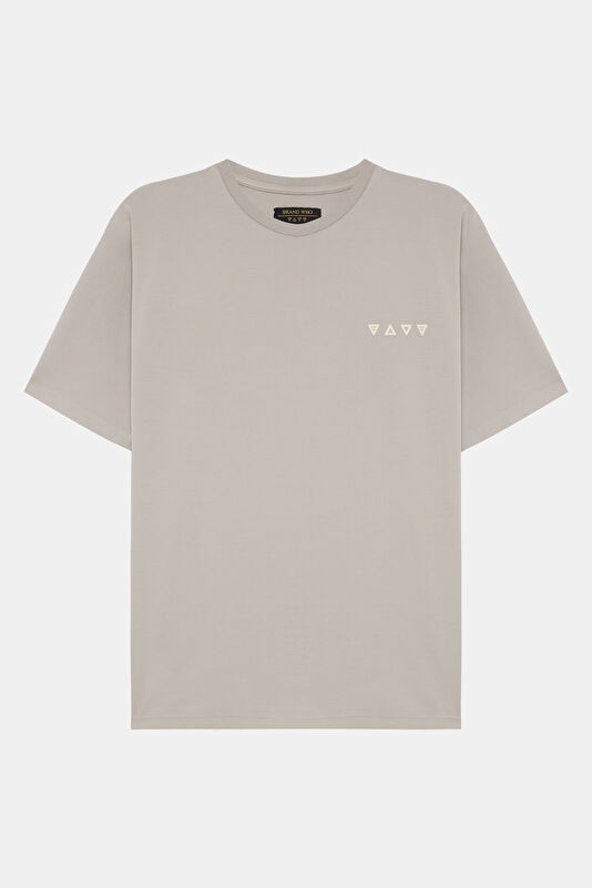 Gri Bisiklet Yaka Erkek T-Shirt