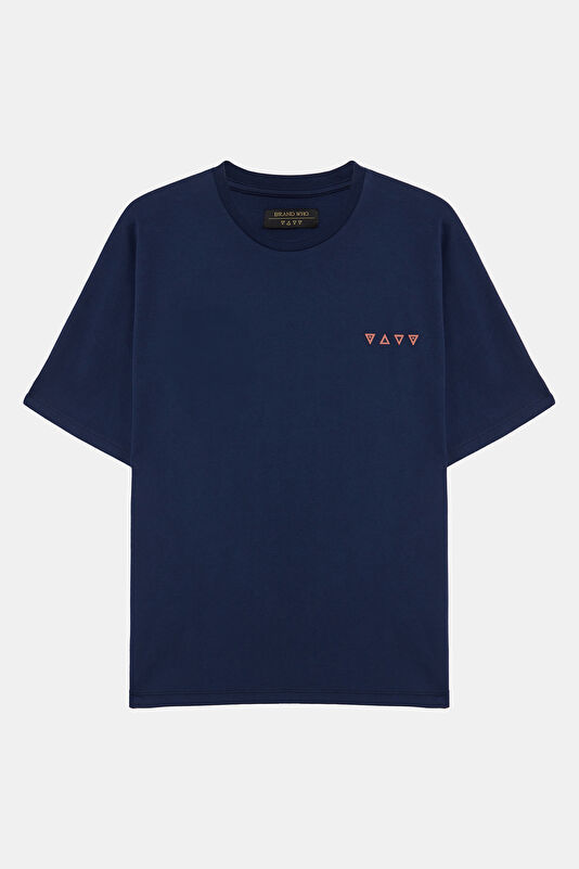 Lacivert Bisiklet Yaka Erkek T-Shirt 3