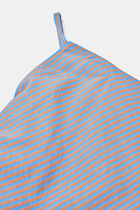 Blue Striped Patterned Sleeveless Blouse 3