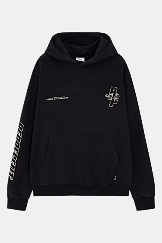Siyah Relax Kalıp Kapuşonlu Erkek Sweatshirt