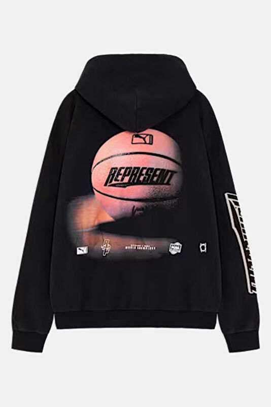 Siyah Relax Kalıp Kapuşonlu Erkek Sweatshirt 2