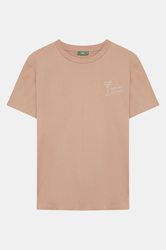 Beige Embroidered Men's T-Shirt 4