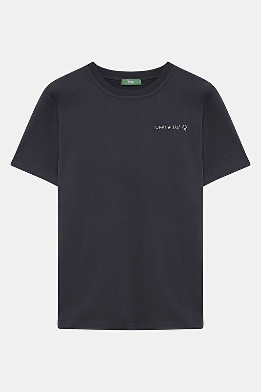 Gri Nakışlı Erkek T-Shirt 4