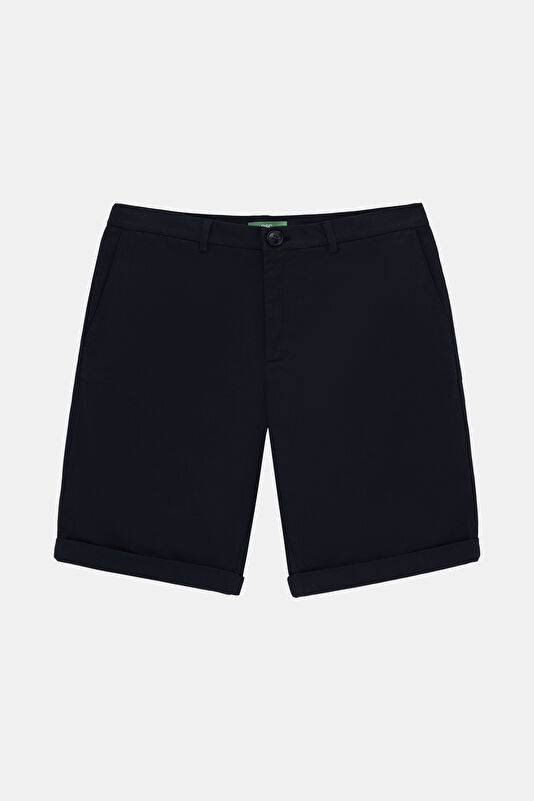 Navy Blue Cotton Elastane Men's Shorts 3