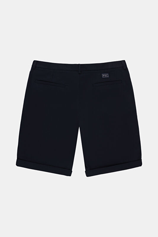 Navy Blue Cotton Elastane Men's Shorts 4
