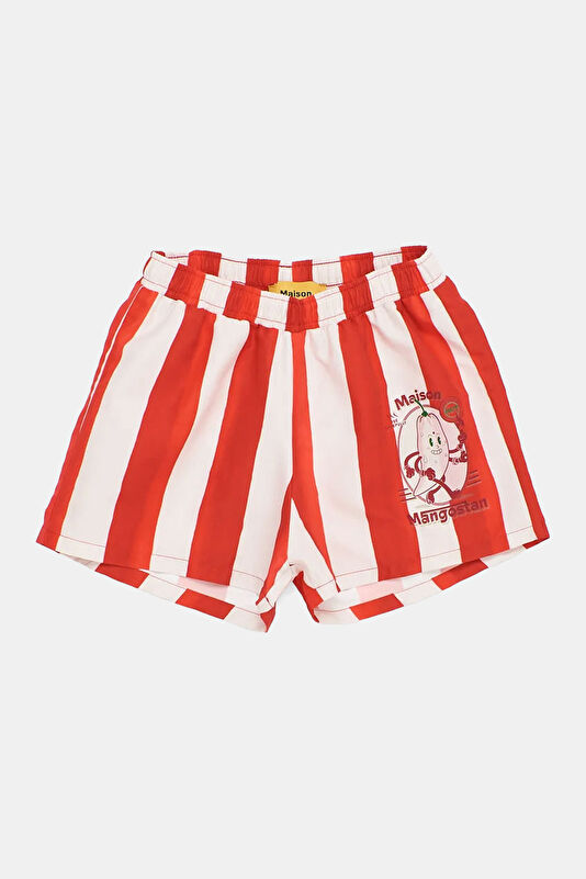 Red Brown Patterned Kids' Swimsuit